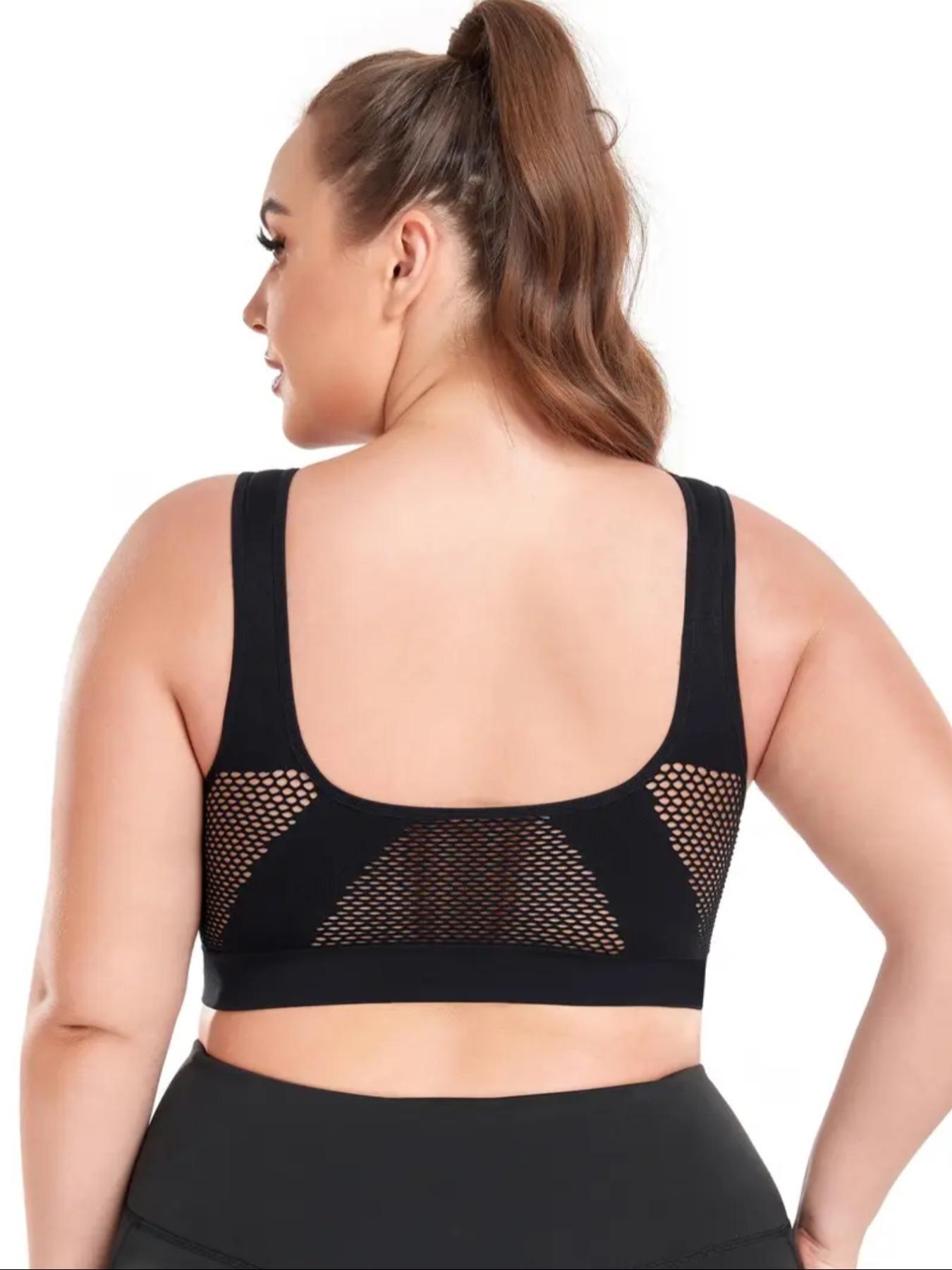 Plus Size Women's Plain Hollow Out Wireless Seamless Bra, No Padding,Breathable Comfortable Shockproof Bra for Daily Wear, Women's Lingerie for All Seasons