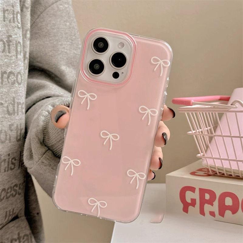 Bow Pattern Phone Case, Decorative Phone Protector Cover Accessories Compatible with iPhone 11, 12, 13, 14 and 15 Pro Max, Protective Casing