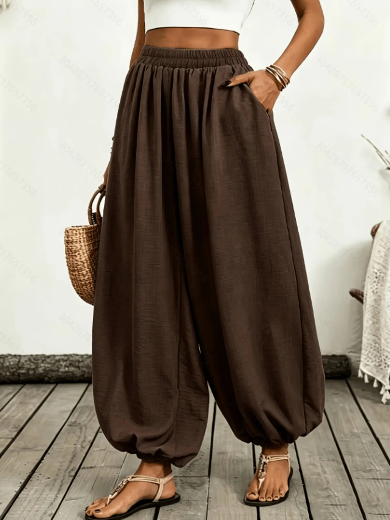 Elegant Women's Loose-Fit Solid Pants, Comfortable and Spacious Design, Perfect for Daily Wear, Stylish and Versatile Bottoms