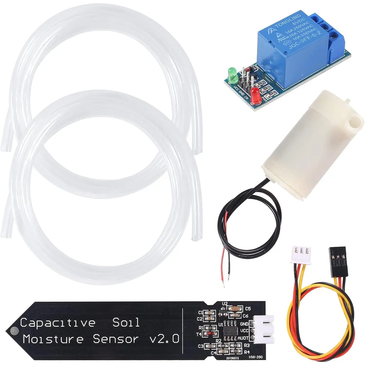 Automatic Irrigation DIY Kit Self Watering System Capacitive Soil  Sensor 1  5V Relay Module and Water Pump with 2 count 1M Vinyl Tubing for Arduino  Detection Garden Watering DIY