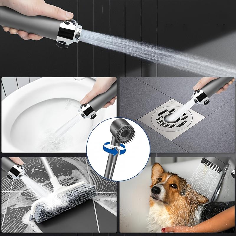 Multi-Functional Handheld Shower Head Set with Scalp Massager, 4 Spray Modes, 1.5m Encrypted Hose, Removable Showerhead Kit, Water Softening, Quick Spray Gun Conversion, French Country Style, PVC Material, Includes 2 Filter Cottons & Washer