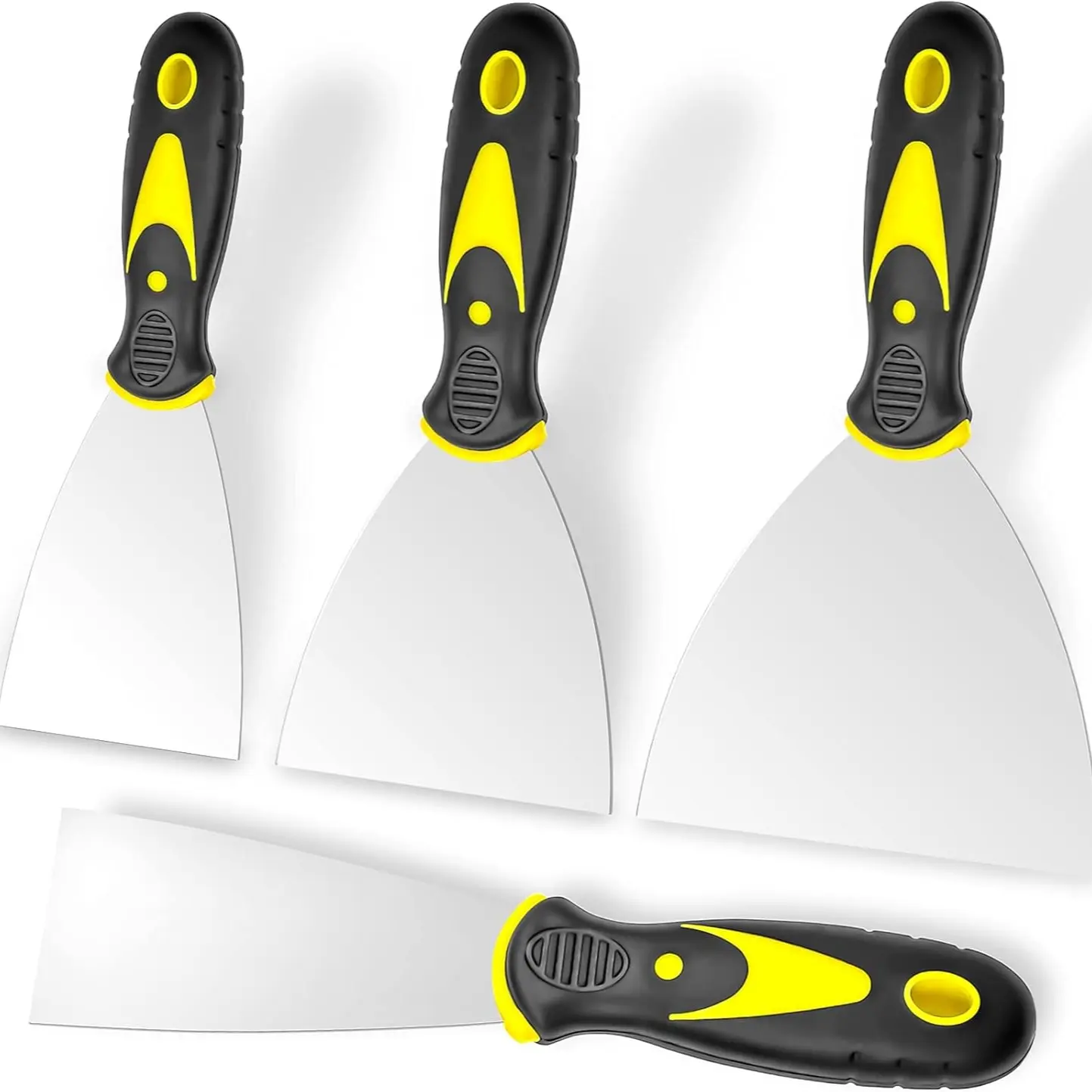 4-Piece Putty Knife Set, Stainless Steel Spackle Knives, 2-5 Inch Sizes, Ideal for Drywall Repair, Wallpaper Removal, Putty Application