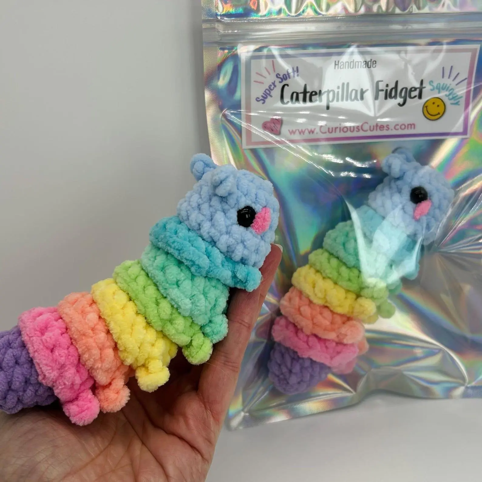Handmade Fuzzy Caterpillar Fidget Toy: Sensory Plush