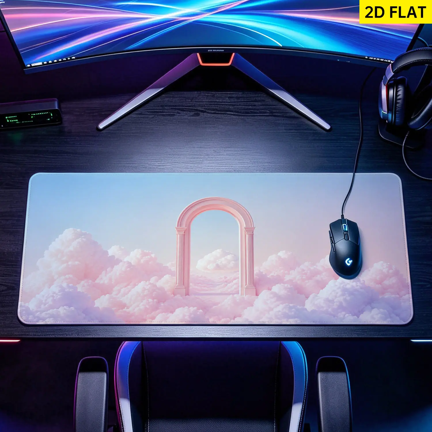 Extra Large pastel cloud fantasy archway Mouse Pad, Non Slip Rubber Pad, Desktop Decoration Drotection Pad, Washable, Lock Edge Multi Size, Premium Multipurpose Mousepad For Home, Office, Gift for Family and Friends