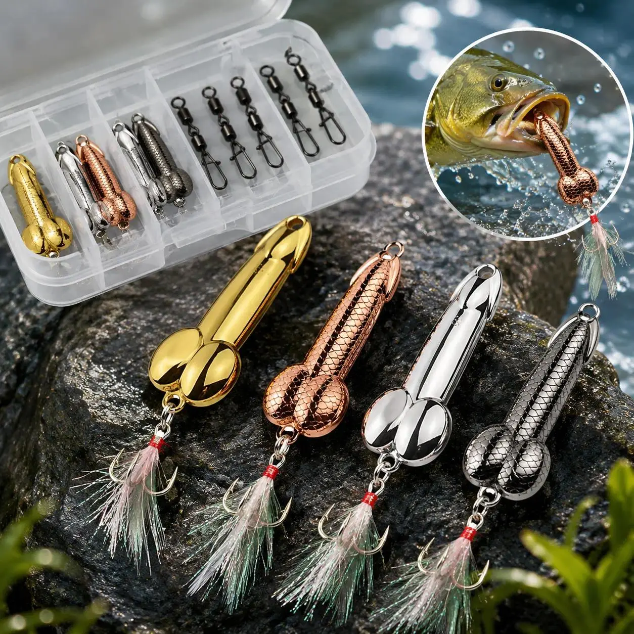 4‑PCS Classic Fishing Spoon Lure Set, Reflective Flash Action Sharp Treble Hooks, Topwater Metal Casting Baits, Tackle Box Essential Gift For Anglers