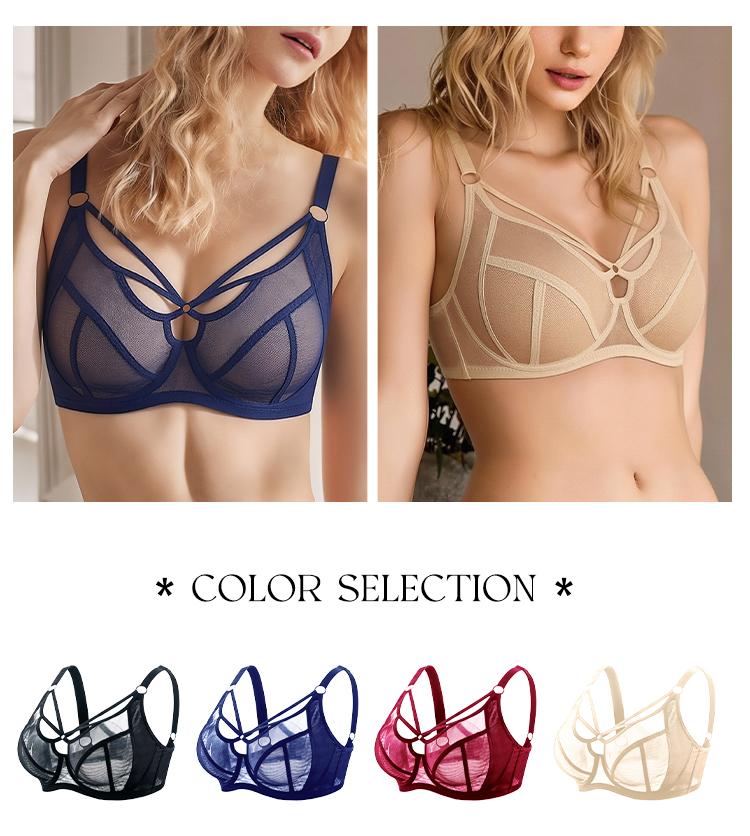 Sexy lace plus-size bra, women's daily adjustable underwear, lift-and-push-up bra M008, soft fabric bra, ruched bra