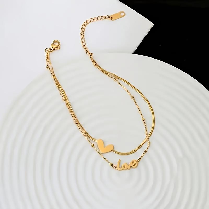 Elegant Double Heart Link Anklet in Stainless Steel| Dainty Layered Foot Bracelet| Meaningful Holiday Gift for Bestie, Sister or Girlfriend on Christmas & Valentine’s Day.