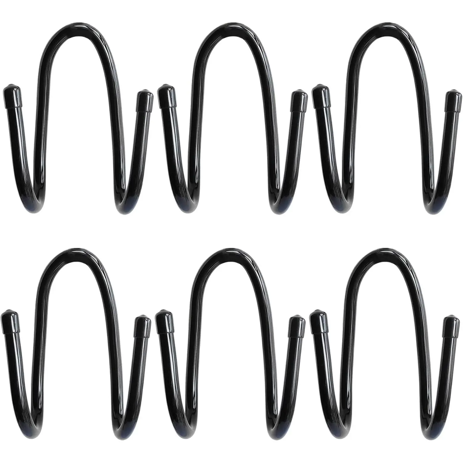 Set of 6 Chain Link Fence Hooks - Fence Hangers for Leaf Rakes, Pool Poles, Nets, Brushes, Skimmers, Vacuum Hoses etc. Hooks for Chain Link Fence, Black