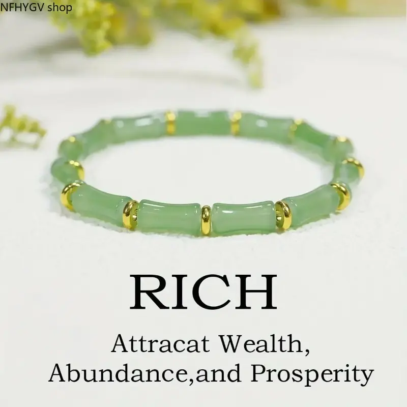 Women Lucky Bamboo Knot Beaded Bracelets Adjustable Crystal Feng Shui Charm Wrist Jewelry, Good Fortune Blessing Ornaments, Meaningful Fashion Accessories For Daily Layering And Lunar New Year Holiday Gift Preparation