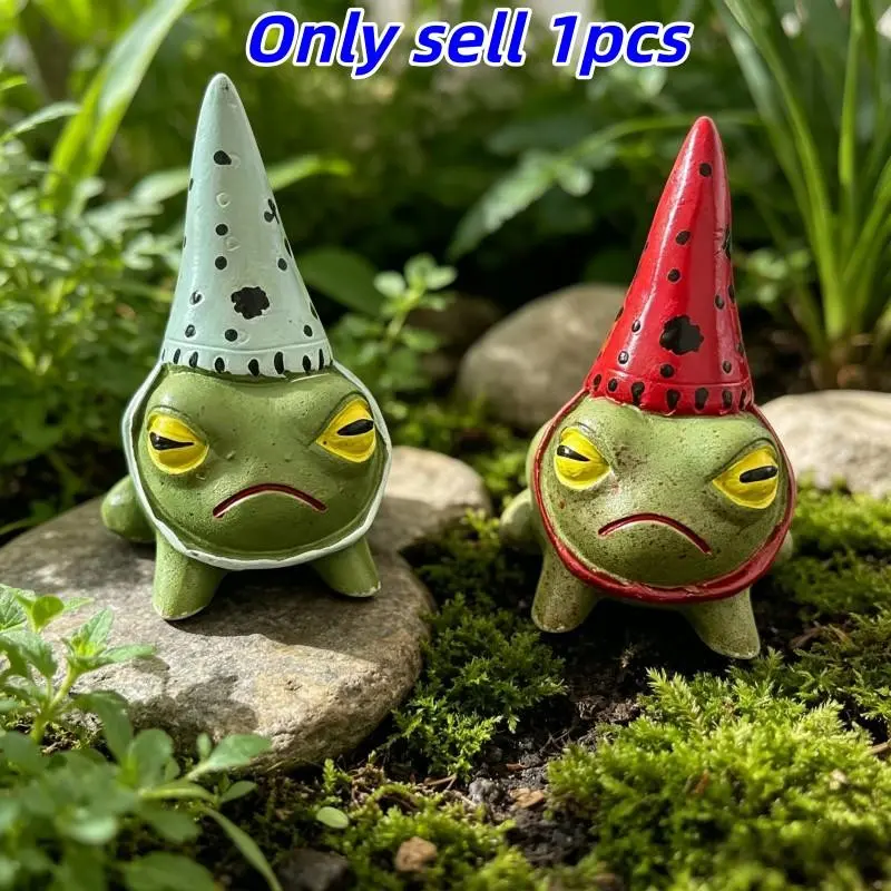 Cute Frog Statue with Party Hat, Creative Animal Ornament, Resin Figurine Statue, Mini Decor for Garden Balcony, Indoor Outdoor Decoration, Halloween Christmas Gift