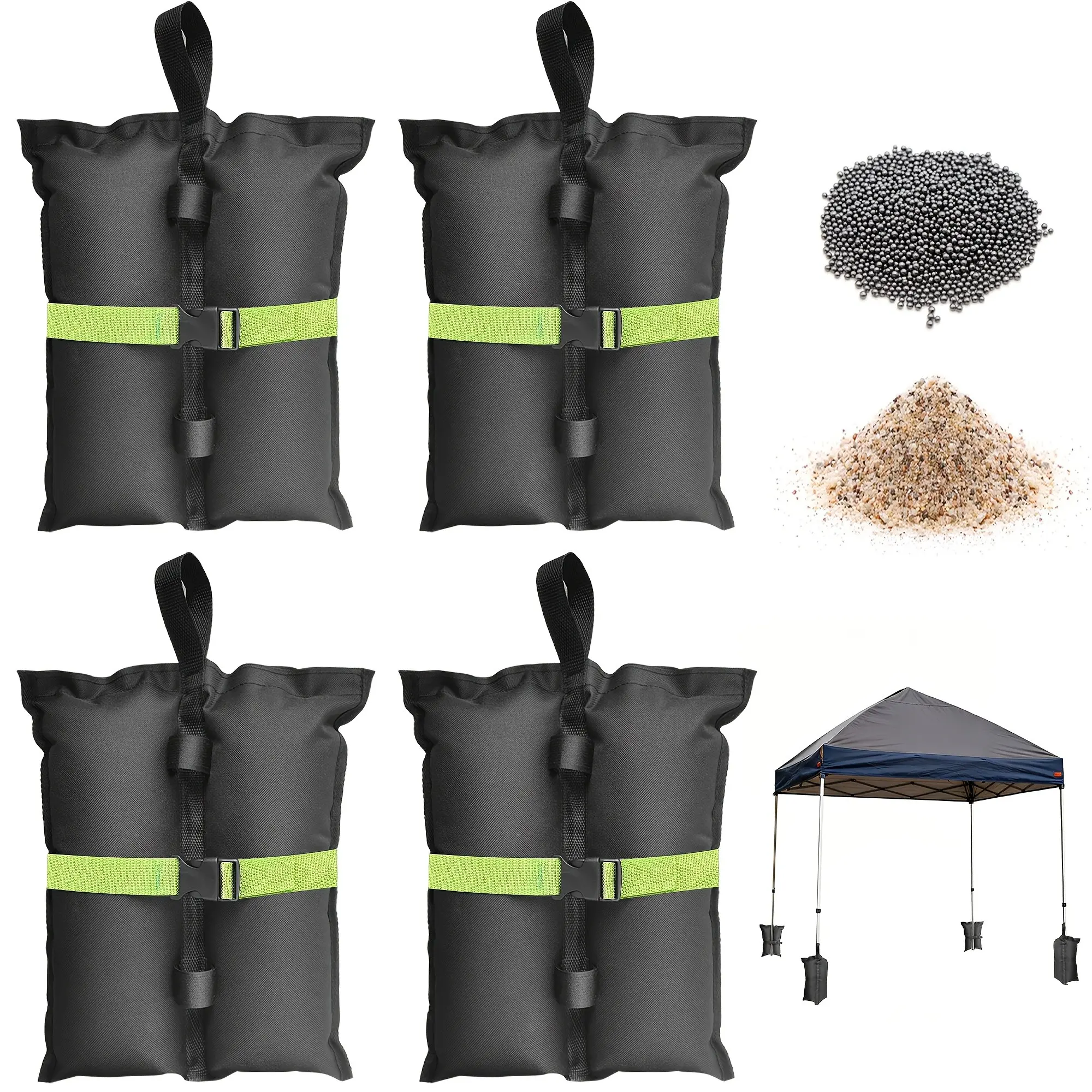 4pcs Gazebo Weights Canopy Weights 4 Pack, Heavy Duty 600D PVC Sand Bags for Pop Up Tent, Patio Umbrella, Sun Shelter, Trampoline