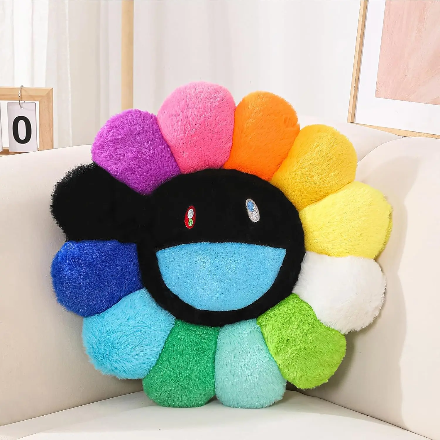 Pillow, Throw Pillow, Smiley Face, Colorful Plush Pillows, Cute Room Decor for Sofa Bedroom Car (40cm/15.7in)