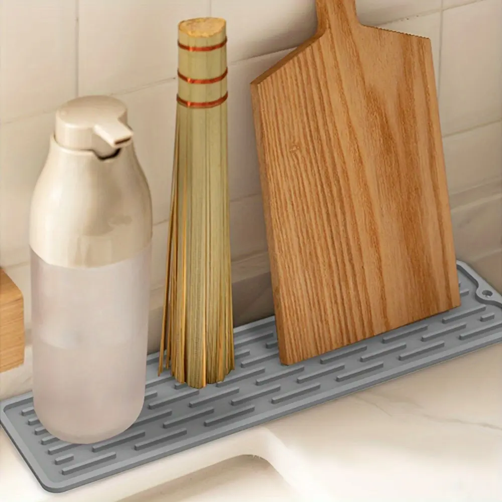 Silicone Long Strip Drain 1pc Silicone Long Strip Drain Mat Non Slip Kitchen Bathroom Sink Mat Draining Protector Lightweight Dish Drying Mat Mat, Non-Slip Kitchen & Bathroom Sink Mat, Lightweight Folding Design, Heat-Resistant Surface, Ideal for Home Use