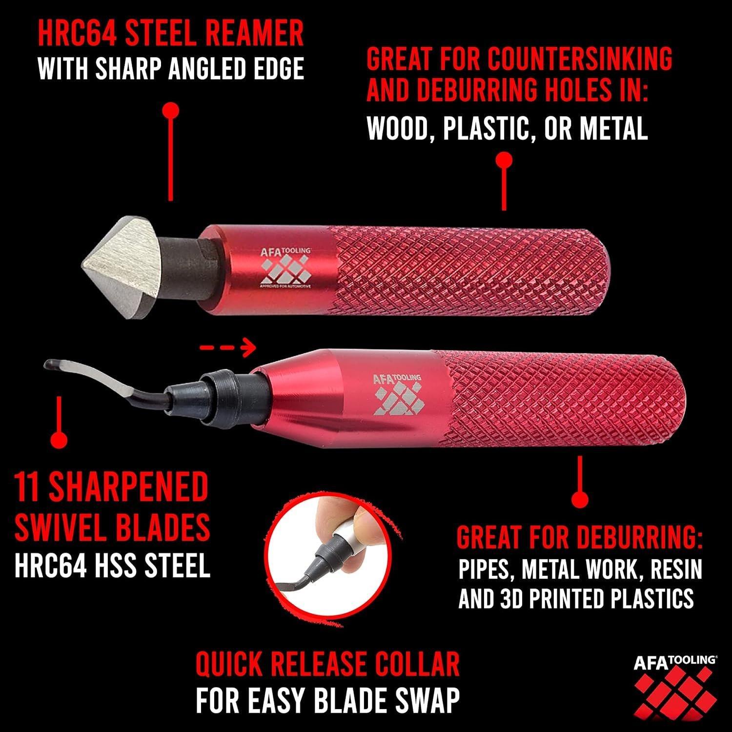 - Deburring Tool & Countersink Hand Reamer with 10 Extra  - Works  Metal, , PVC Pipes, Copper, Plastic and  Printed Edges - Plumbing &  Printing Burr Removal Reamer Tool