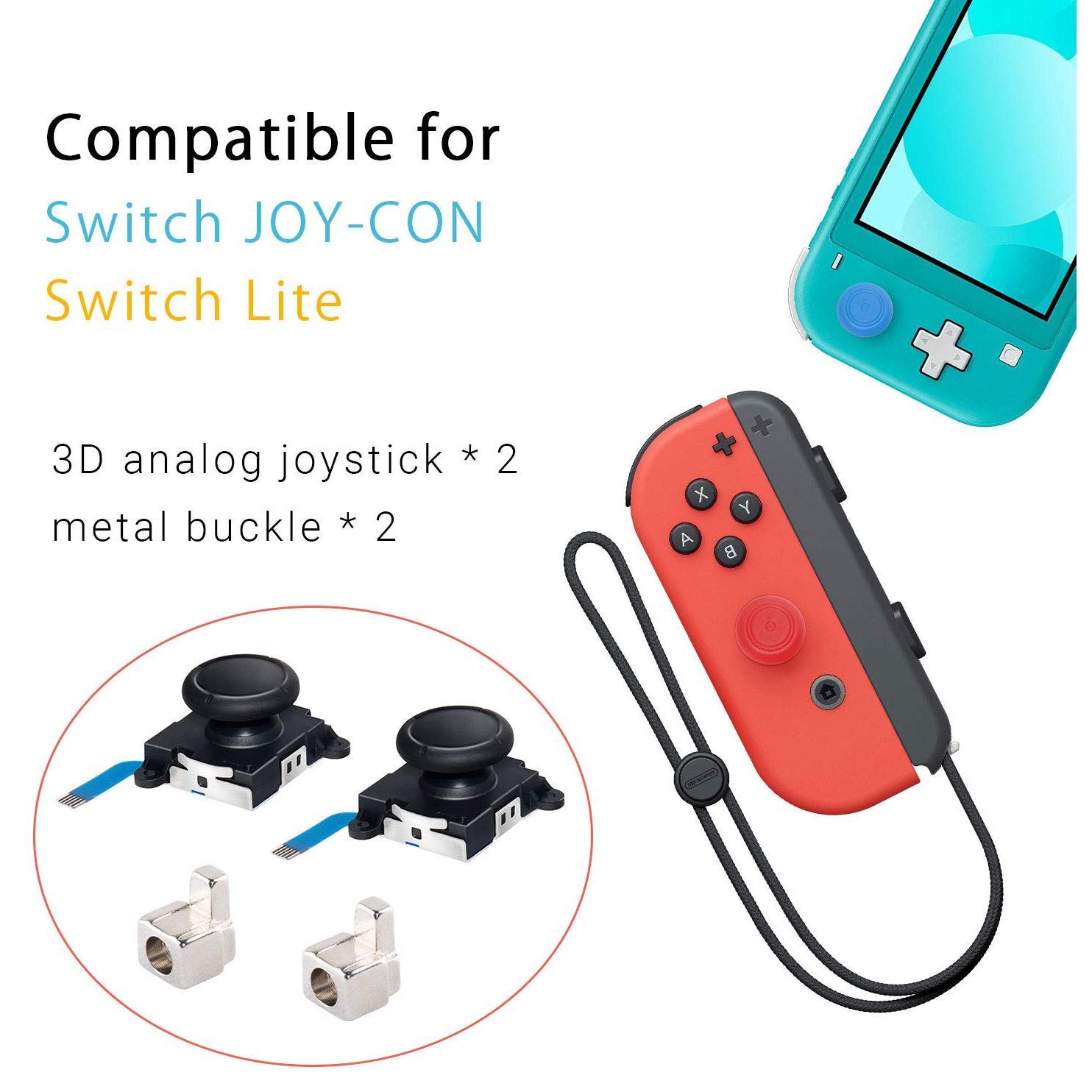 2 Pack Joycon Joysticks, Joycon Repair Kit Joystick Replacement Parts for  ,  Lite &  OLED, Include Thumb Grips, Metal Lock Buckles