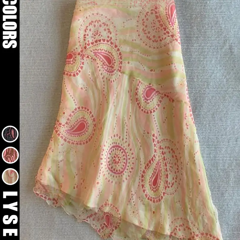 Summer Retro Asymmetrical High-Waist Midi Skirt, Slimming Ditsy Floral Printed A-Line Flared Skirt for Women Bottom