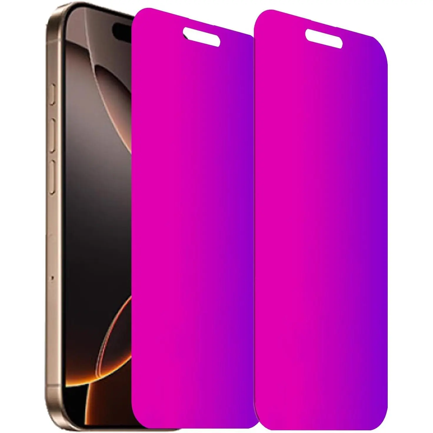 2 Pack Anti-Blue  Tempered Glass for  16 Pro/ 17 Anti-Spy Screen Protector Film Electroplated Gradient Colorful 6.3 inch