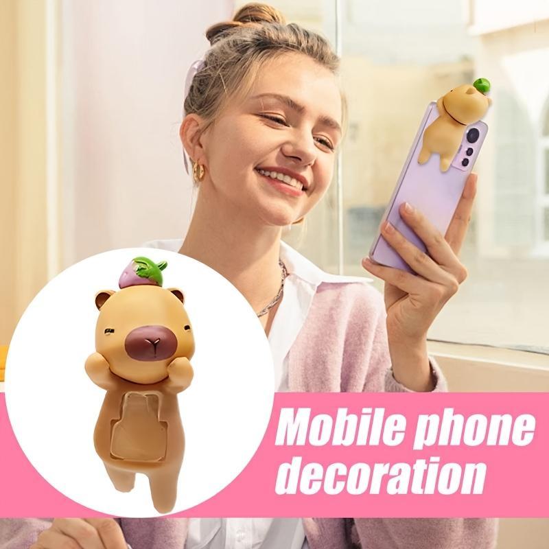 Cute Animal Phone Ornament, Durable Plastic Dashboard and Phone Screen Decoration, Mobile Phone and Car Interior Accessory