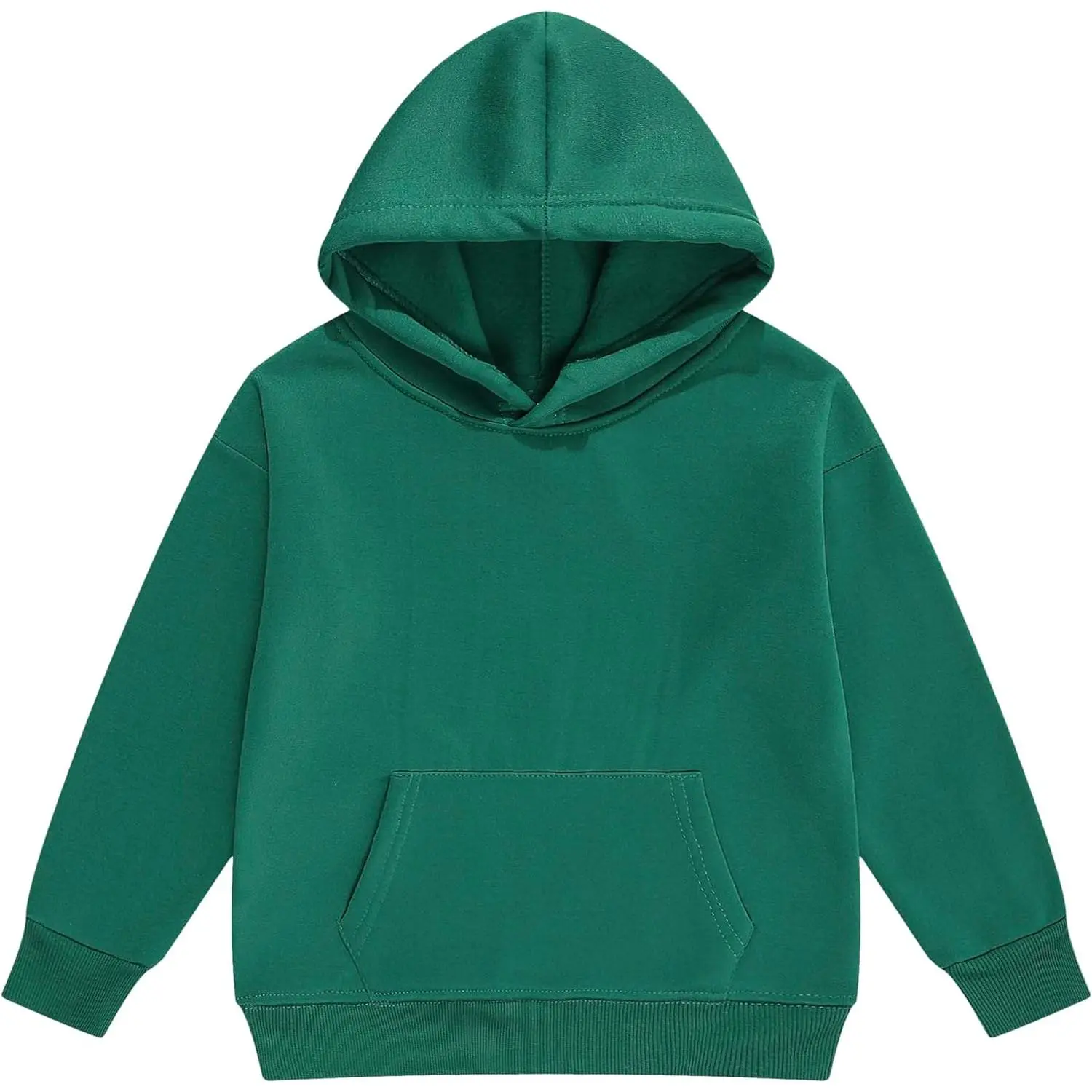 Kids Athletic Pullover Hoodie Sweatshirt - 2026 Solid Colors, 2-12 Years, 1 Pocket, Loose Fit, Long Sleeve Shirt, All Seasons, Daily & Play, Fleece-Lined, Boys & Girls Sports & Outdoor Tops