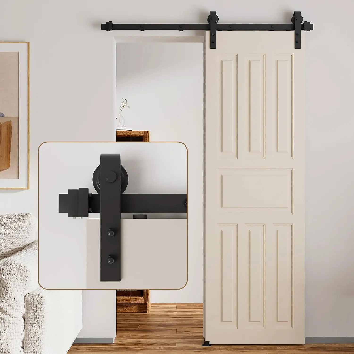 5FT Sliding Barn Door Hardware Kit, Heavy Duty Track for 26-30" Single Door | Heavy duty barn door track kit. Doors not included. Upgraded screw fixation modular track. Smooth quiet sliding