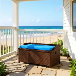 Aobtkel®Patio Storage Bench,Garden Storage Bench,Outdoor Wicker Storage Bench On-Site，Outdoor Storage Box, Waterproof &UV-Resistant, Perfect for Organizing PatioFurniture,Cushions, Toys, and Tools. Ideal forPatio, Garage, and Deck.Summervibes