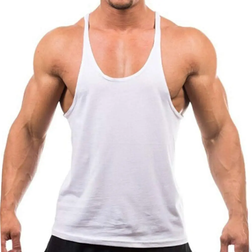 Men's Stringer Tank Tops Muscule Cut Bodybuilding Gym Vest Y-Back Workout Sleeveless T-Shirt
