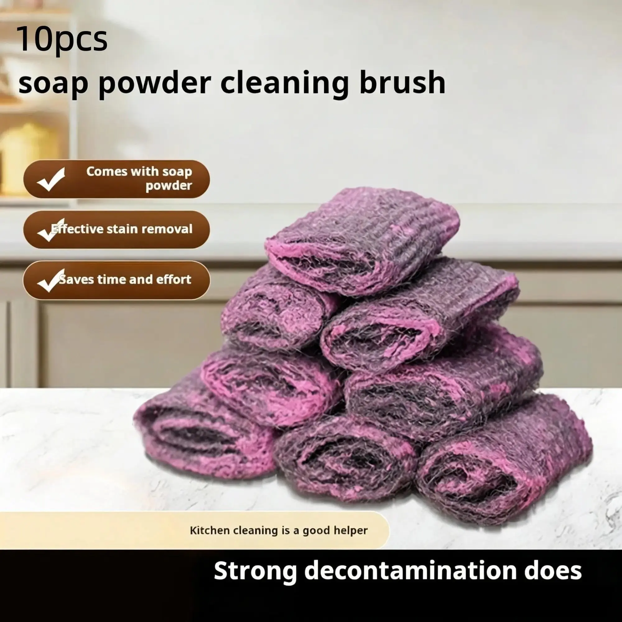 10 Pcs Soap Steel Wool Balls, Kitchen Stain Remover, Pot Scrubber, Metal Scrubber, Magic Eraser, Dishwashing Brush, Non-Damaging, Household Cleaning Cloth
