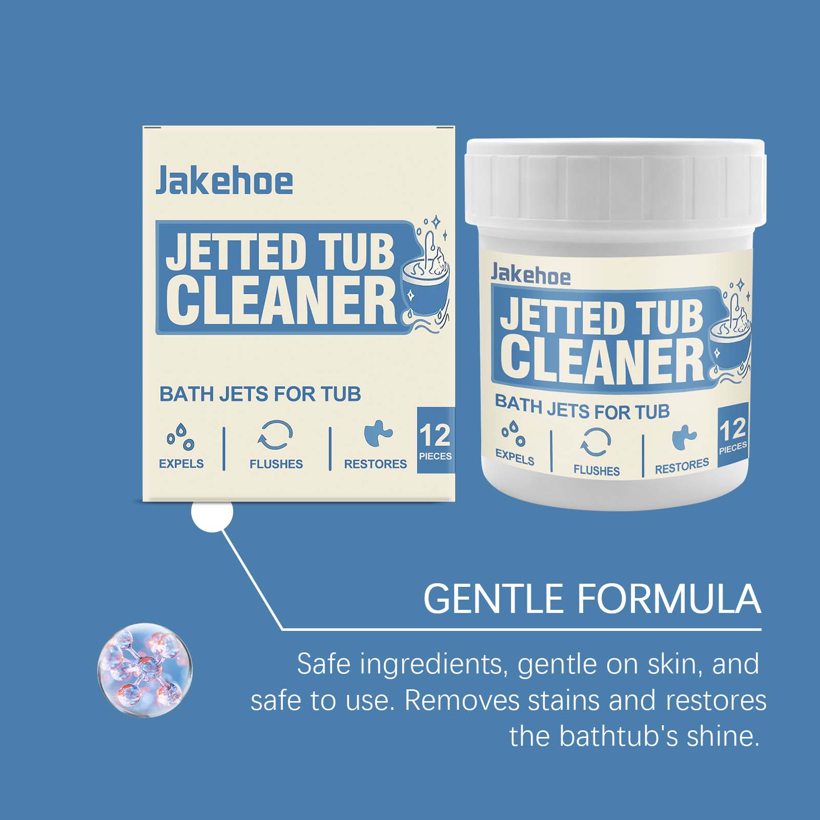 Jakehoe Jetted Bathtub Cleaning Tablets Deeply cleans, removes dirt, and restores a clean, shiny surface, eliminating scale and stains