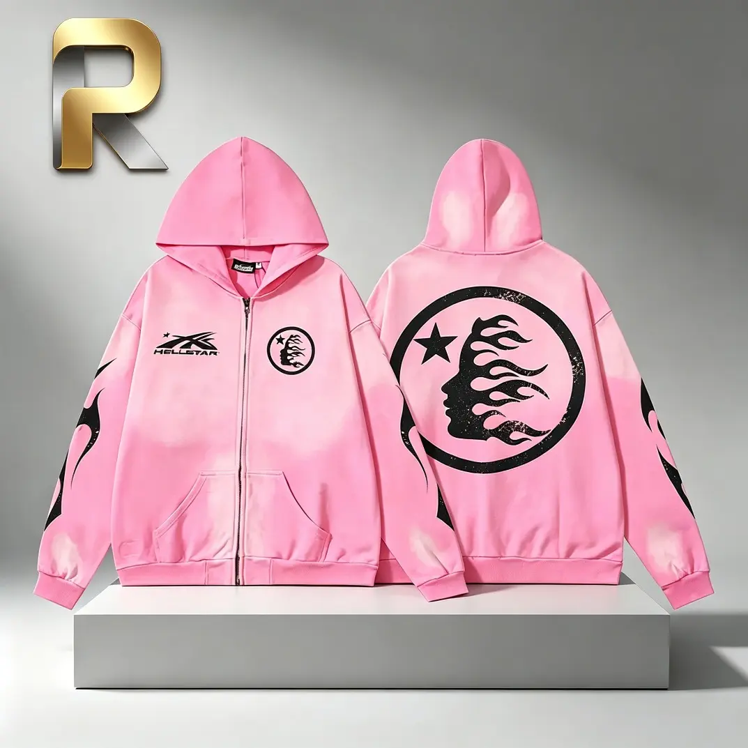 HELLSTAR 2026 100% Cotton Red Hoodie Tribal Gothic Graphic Pullover Sweatshirt Washed Style Y2K Streetwear Standard Fit Casual Hooded Top Men Women Unisex Autumn Winter Fashion