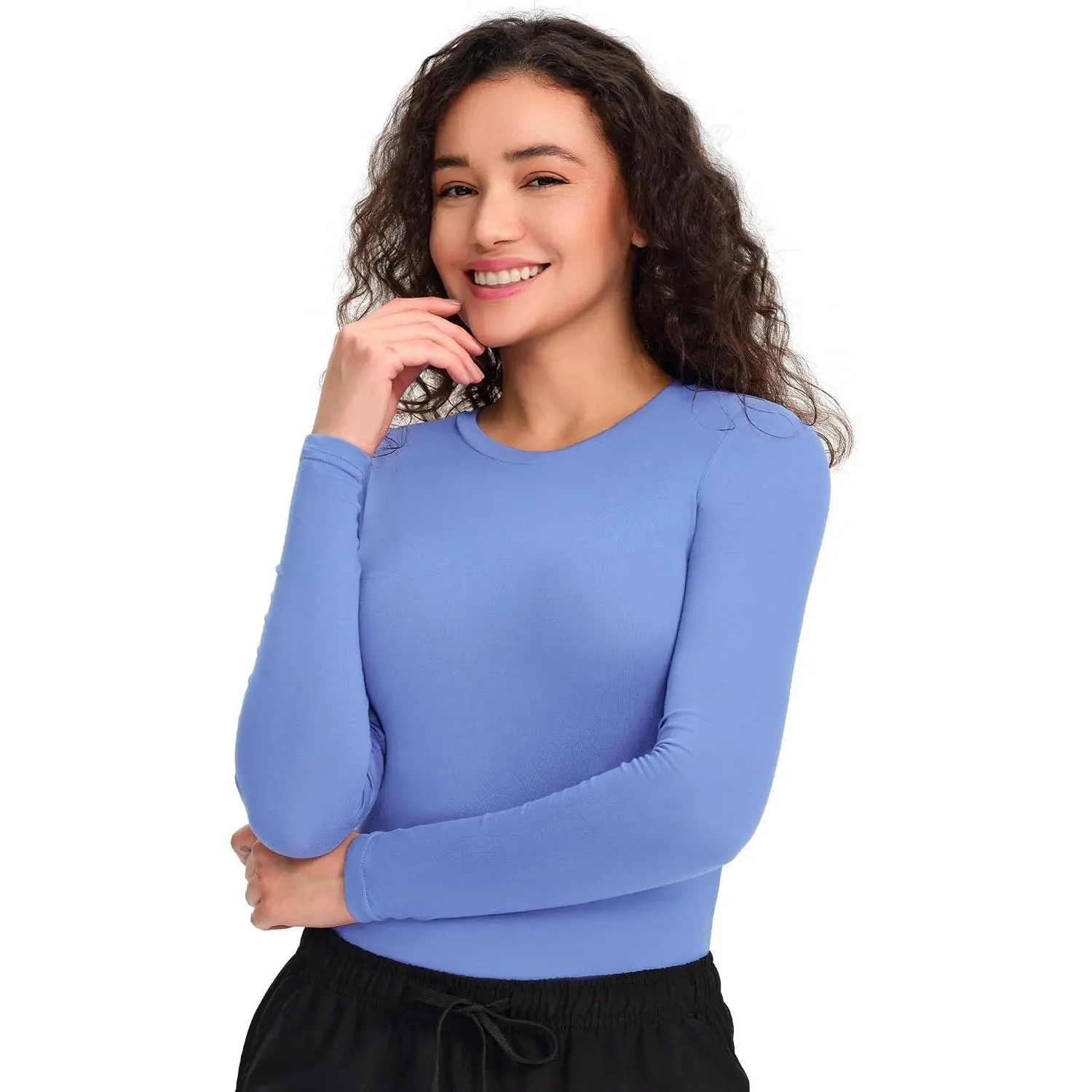 Underscrub Long Sleeve Women, Scrubs Undershirts, High Crew Neck | Butter Soft Fabric, Base Tee for Scrubs, Under-Uniform Layer, For Nurses, Clinics, Long Shifts, Workday Wear