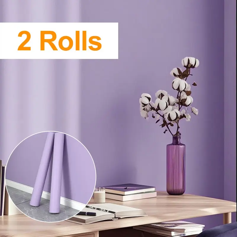 2rolls 45Cm Width Solid Color Peel And Stick Wallpaper, Diy Wallpapers - Self Adhesive, Removable Contact Paper for Walls - Easy to Install, Suitable for Kitchen Backsplash, Living Room, Bedroom And Furniture Decoration