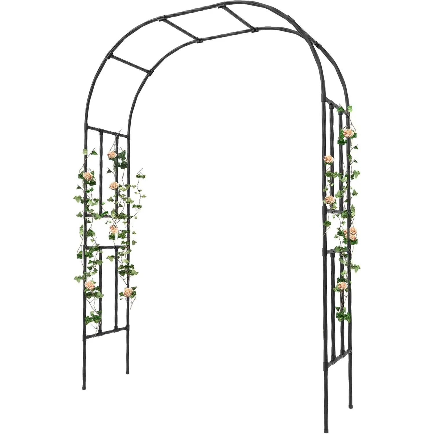 Steel Garden Arch Arbor Trellis - Heavy Duty Weather-Resistant Black Archway for Climbing Plants, Party, Wedding Ceremony & Outdoor Decoration - Sturdy Metal Arch for Patio, Lawn, Pathway & Backyard