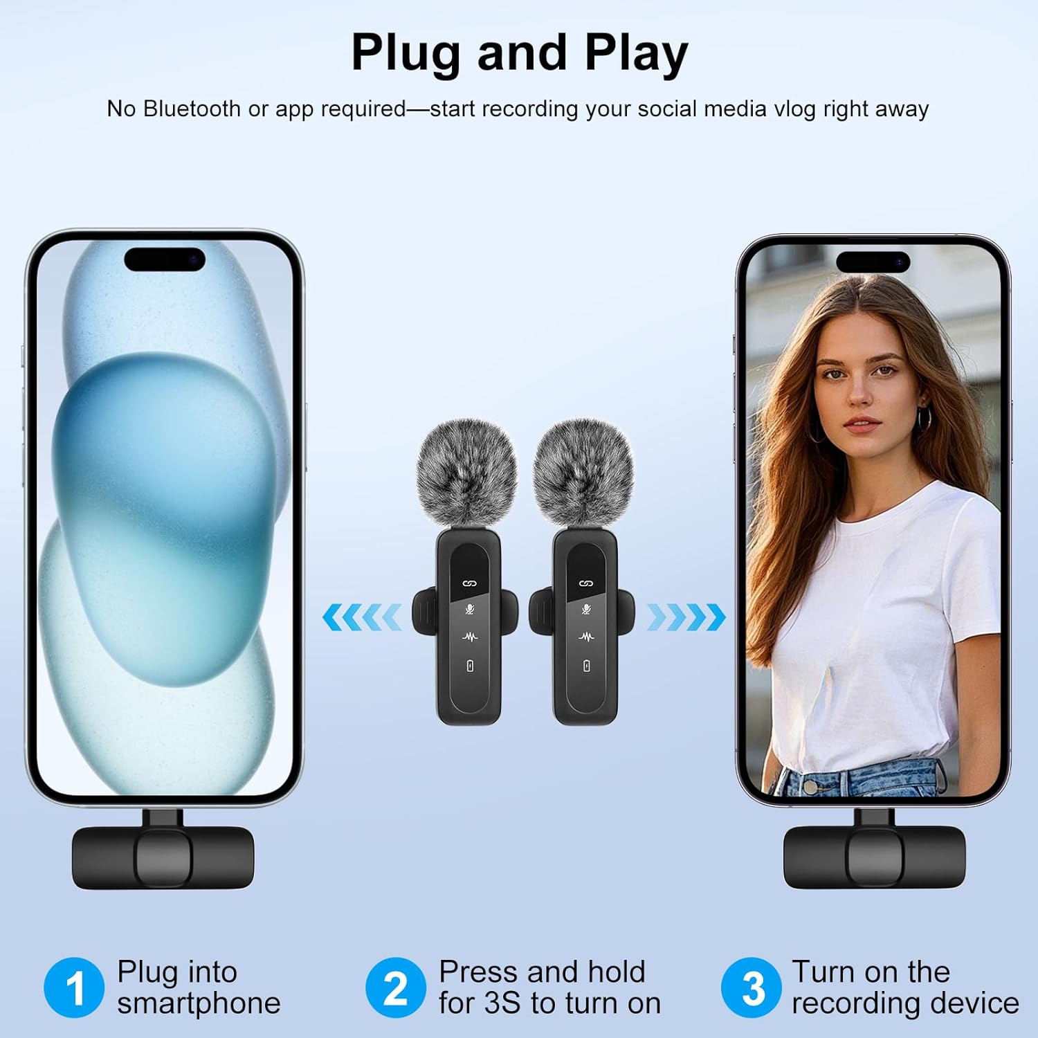 Content Creator Vlogging Kit for iPhone/Android,70-inch Auto Face Tracking Tripod for iPhone with Light and Wireless Microphones,TikTok/YouTube Starter Kit