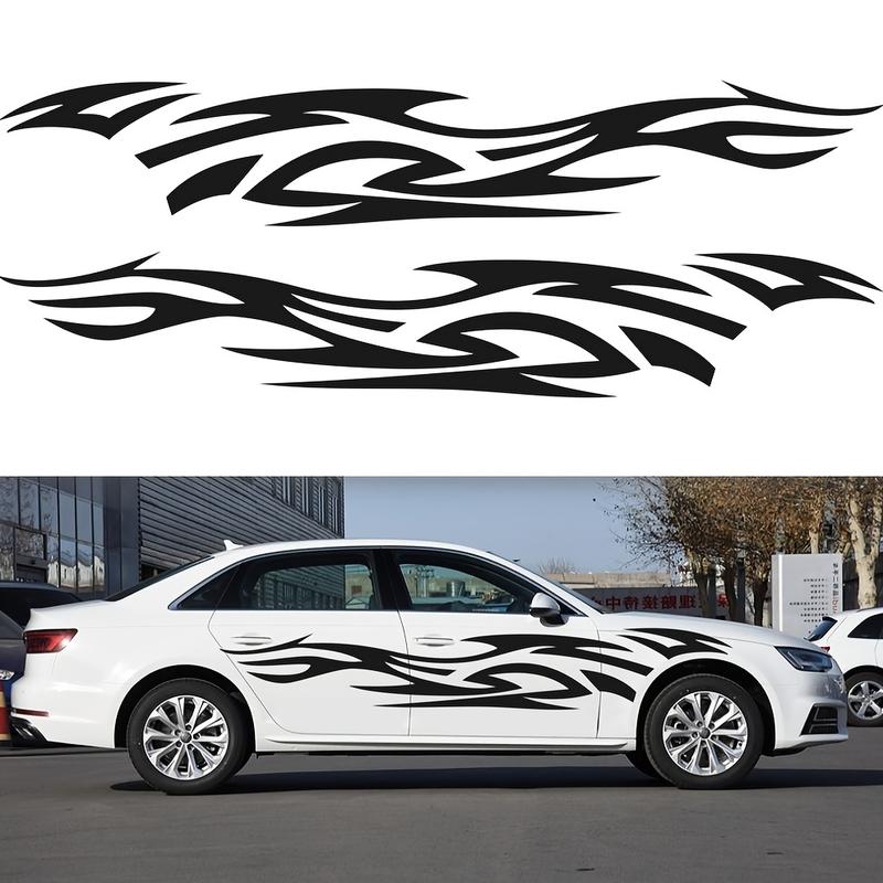 Flame Design Vinyl Car Decals - Easy Install, Bubble-Free Application for Right Side, Durable & Weather-Resistant