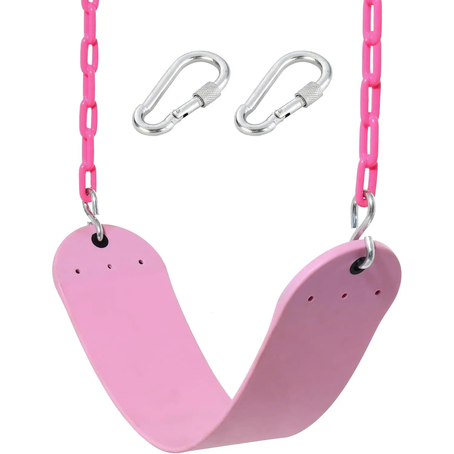 Pink Swing Seat Heavy Duty Chain Plastic Coated Playground Swing Set Accessories Replacement Gift Box Set Birthday Gift