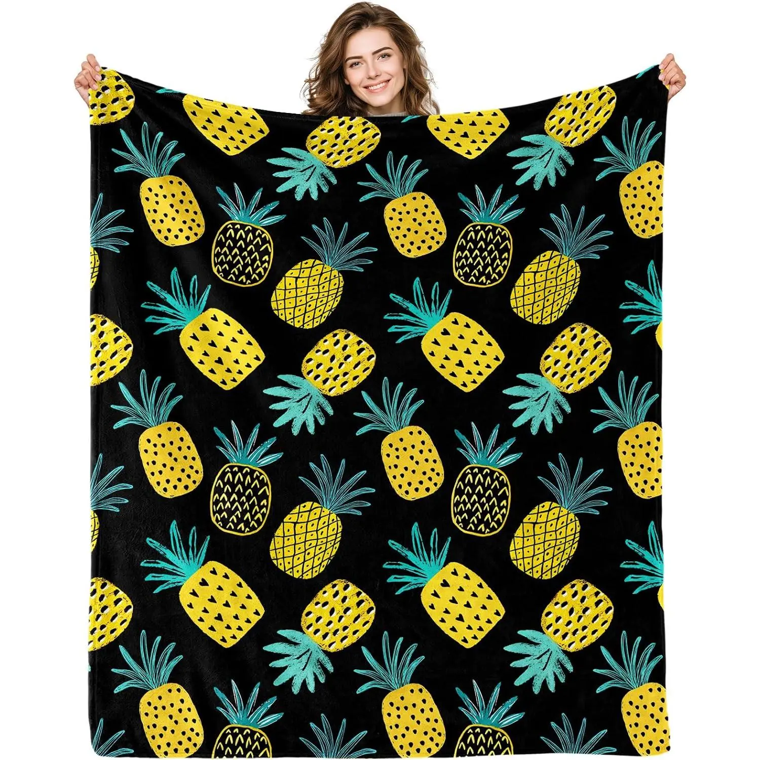 Pineapple Gifts Blanket Tropical Fruit Throw Blanket | 50x60 Inch Flannel Pineapple Blanket Gifts for Women Girls Tropical Fruit Lovers Birthday