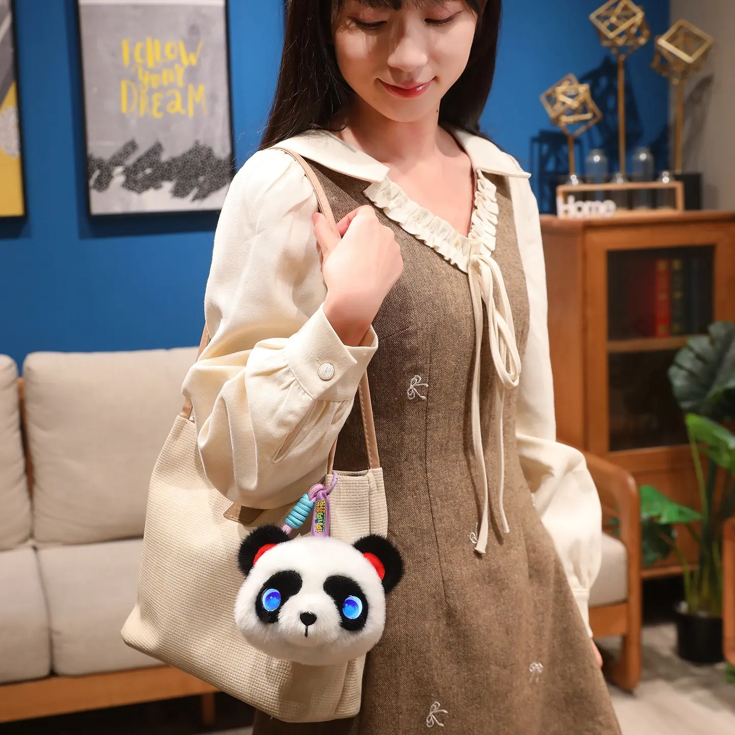 Smart AI Panda Robot Bag Charm Voice Interactive Mini Plush Ornament