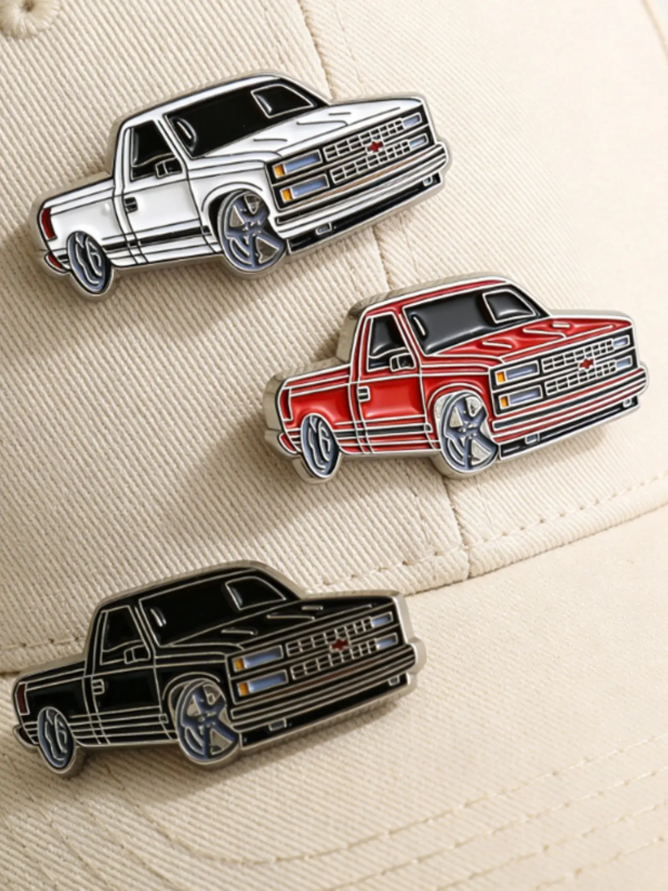 3 Piece Chevrolet 454 SS Classic Pickup Truck Hat Clip Pin Retro 90s Creative Chevrolet Car Racing Metal Enamel  Metal Style Golf Hat Clip Pins Brooch for Chevy Fans Truck Culture Friends Decoration Baseball Cap Jacket Collar Backpack Brooch Jewelry Gift