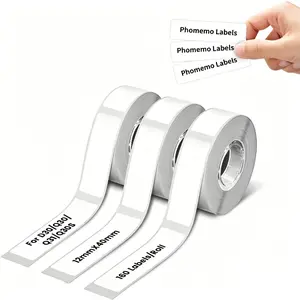 480/960 sheets (3 rolls/6 rolls) thermal adhesive labels, Thermal Sticker Labels, Thermal shipping label, (12mm X 40mm) 160 sheets/roll, suitable for home, office, school, DIY design, name tags, color coding, food labels, logistics transportation