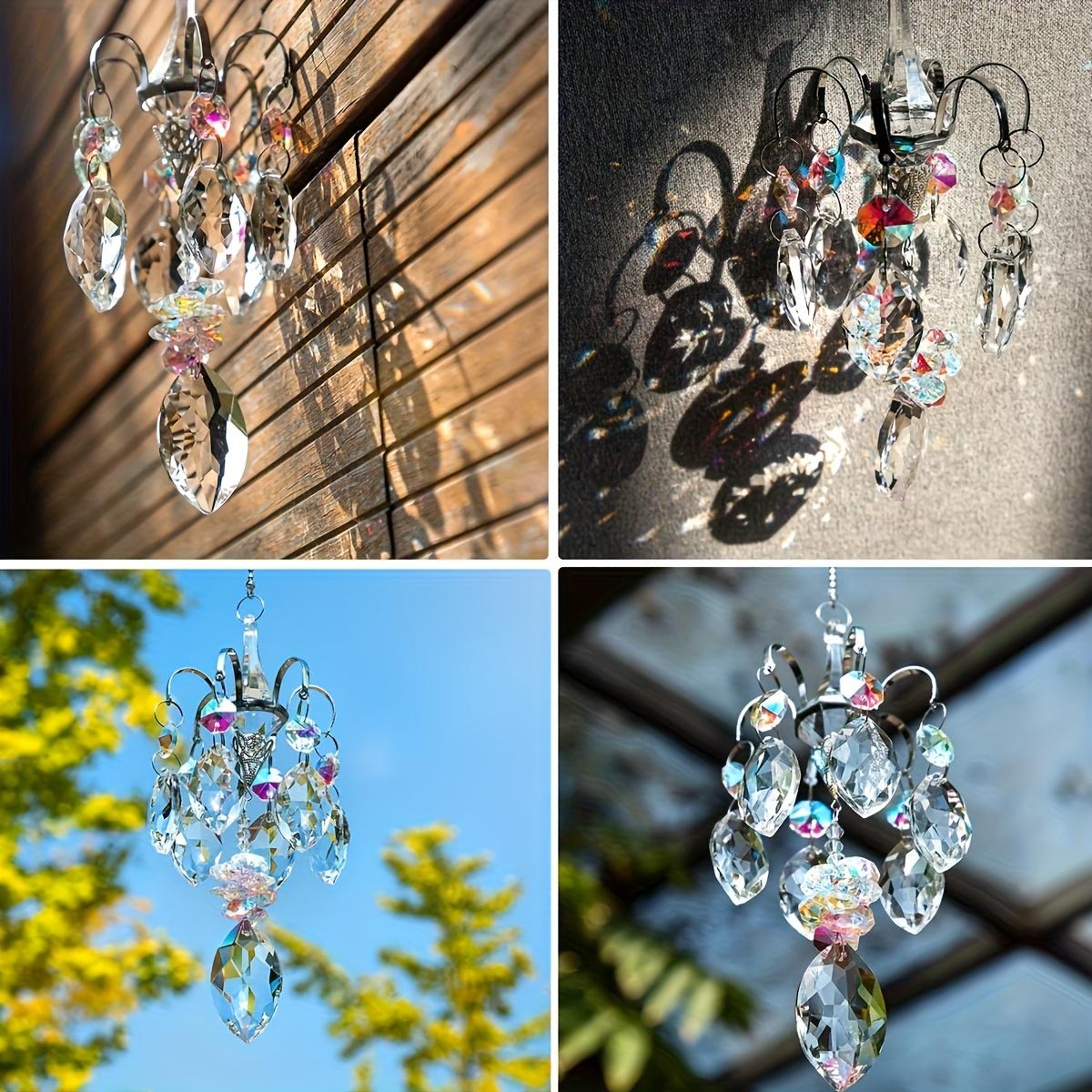 [Rainbow Crystal Ornament] Prism Rainbow Crystal Bead Chandelier Branch Mirror Hanging Ornament | Sun Catcher of Earth and Light Suitable for Home, Garden, Car Decor, Anniversary Gift, Party Gift, Christmas Present, Perfect Gift for Any Occasions