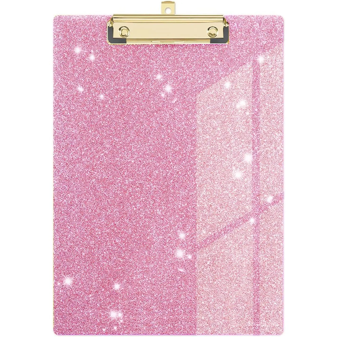 Glitter Acrylic Clipboard Decorative Standard A4 Letter Size 12.2" x 8.7", Fashion Bling Clip Boards with Designed Low Profile Gold Clip for Classroom Office - Warm Pink