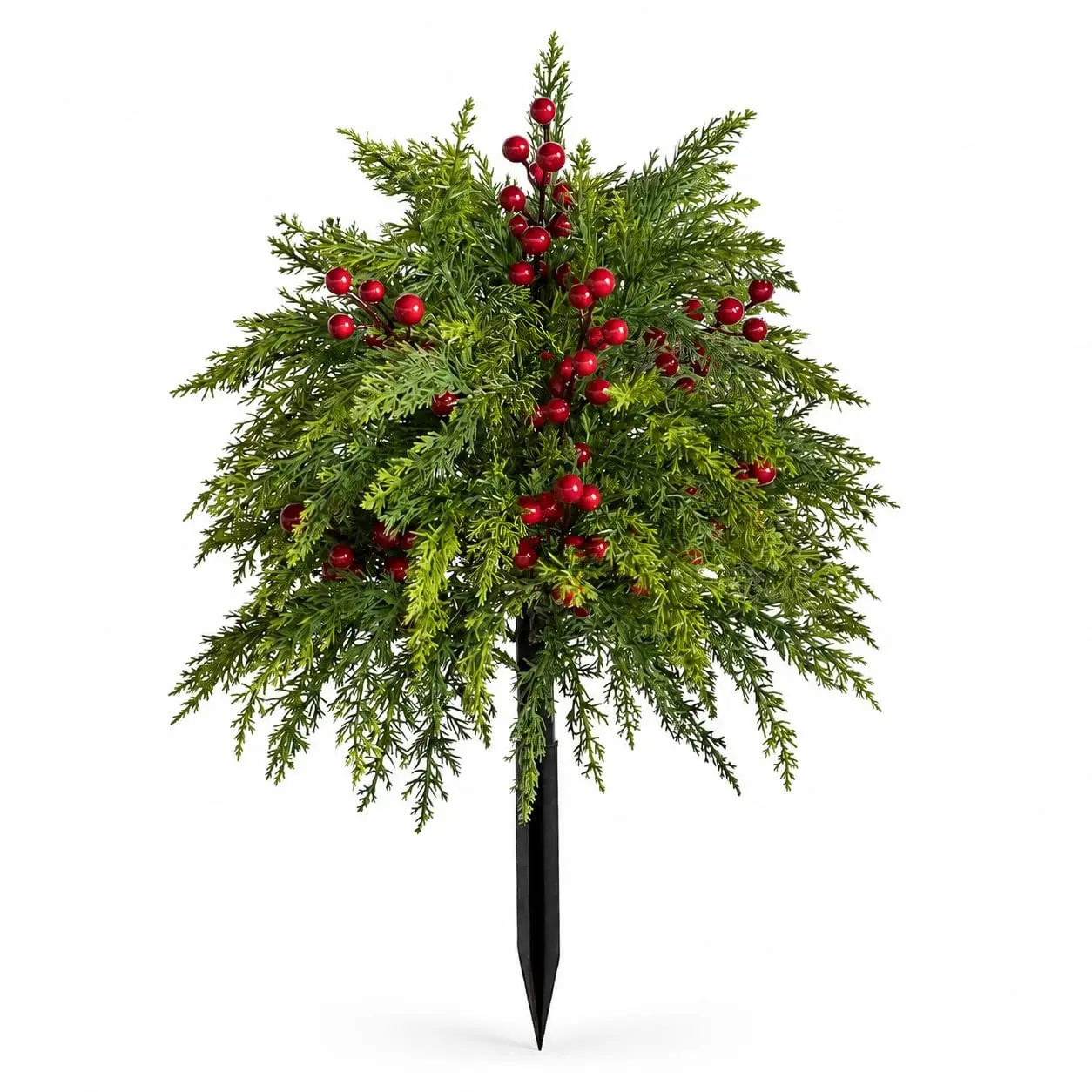 Faux Christmas Tree Outdoor with Ground Stake, Artificial Plant for Patio Garden, Weather Resistant, Easy Installation, Versatile Adornment