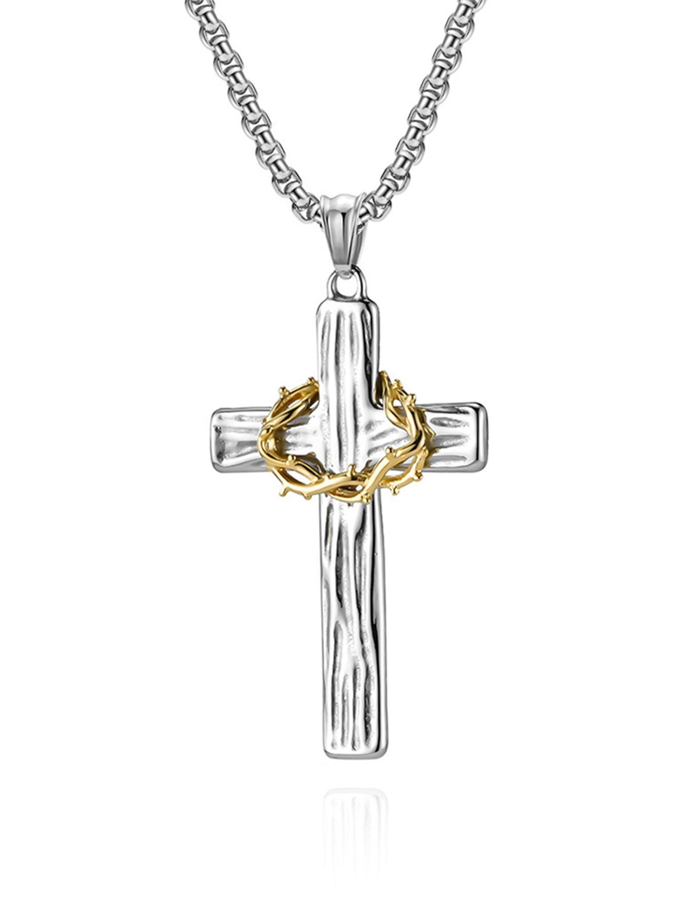 Men's Pendant Necklace, Cross Charm Necklace, Stainless Steel Jewelry for Party, Daily Clothing Decor, Trendy All-match & Exquisite Casual Trendy Jewelry for Birthday Gift