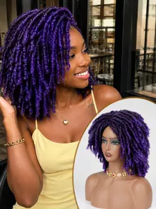 Women's African Dreadlock Wig, Short Braided Style, Voluminous Bob, Heat-Resistant Synthetic Fiber, Adjustable Cap, All Seasons Use