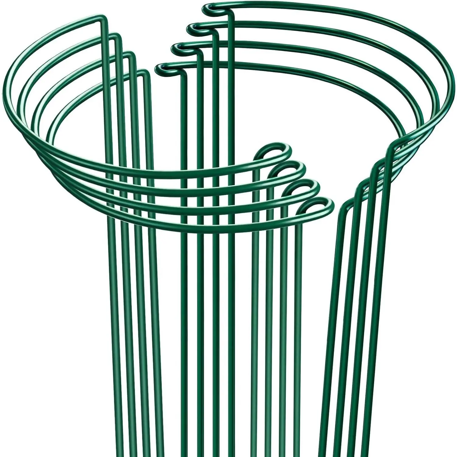 8 Pack Plant Support Stakes, Half Round Metal Garden Plant Stake Indoor Peony Cages and Supports, Green Plant Support Ring Border for Tomato,Hydrangea,Flower Outdoor (10" Wide x 15.8" High)