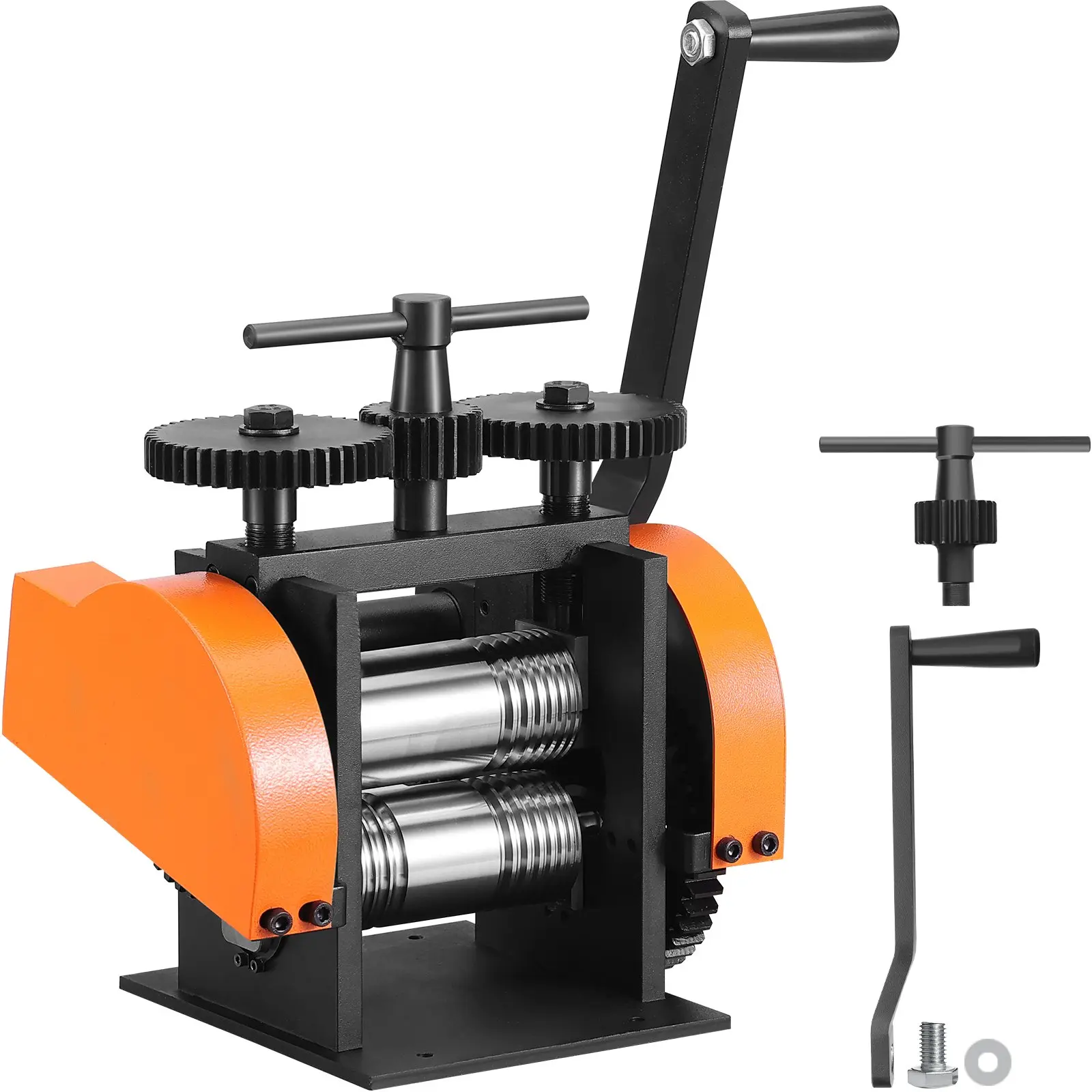 【Summerfinds】VEVOR Rolling Mill, 1.77"/45 mm Jewelry Rolling Mill Machine, 1: 2.4 Gear Ratio, 3-in-1 Multi-function Rolling Mill, 0-6 mm Press Thickness for Metal Jewelry Making Sheet Square Wire Semicircle