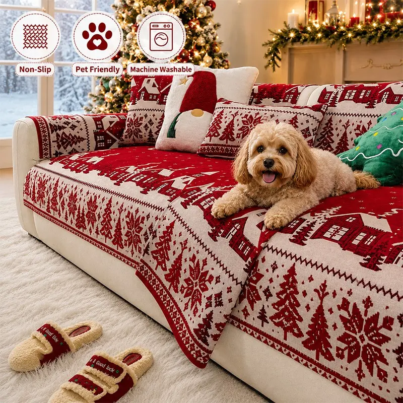 Christmas Sofa Cushion, Bohemian Style, Non-Slip, Durable, Pet-Friendly, Soft, Modern Home Decor, Festive Party Decoration