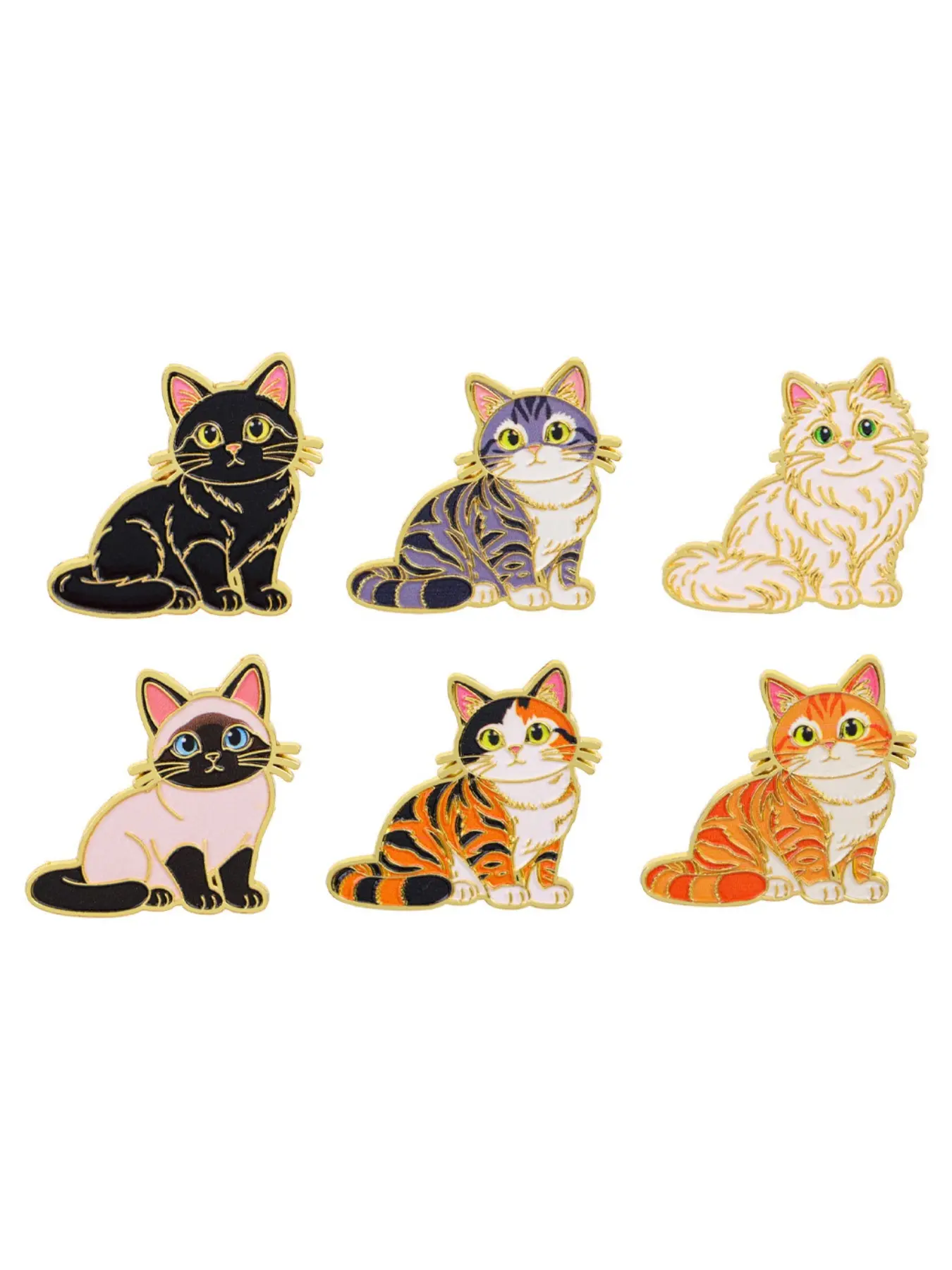 6pcs/set Cute Cat Pins, Animal Brooches for Dresses and Sweaters, Versatile Fashion Accessories, Perfect Gift for Cat Lovers