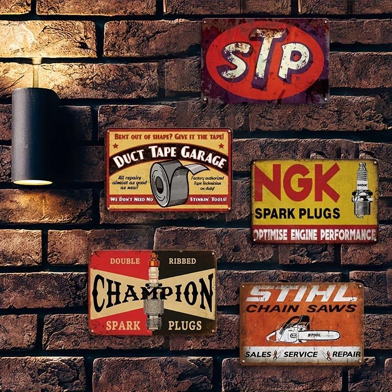 Vintage Letter & Cartoon Pattern Hanging Sign, 5 Counts/set Garage Industrial Style Art Decoration, Wall Decor for Home Living Room Dining Room Office