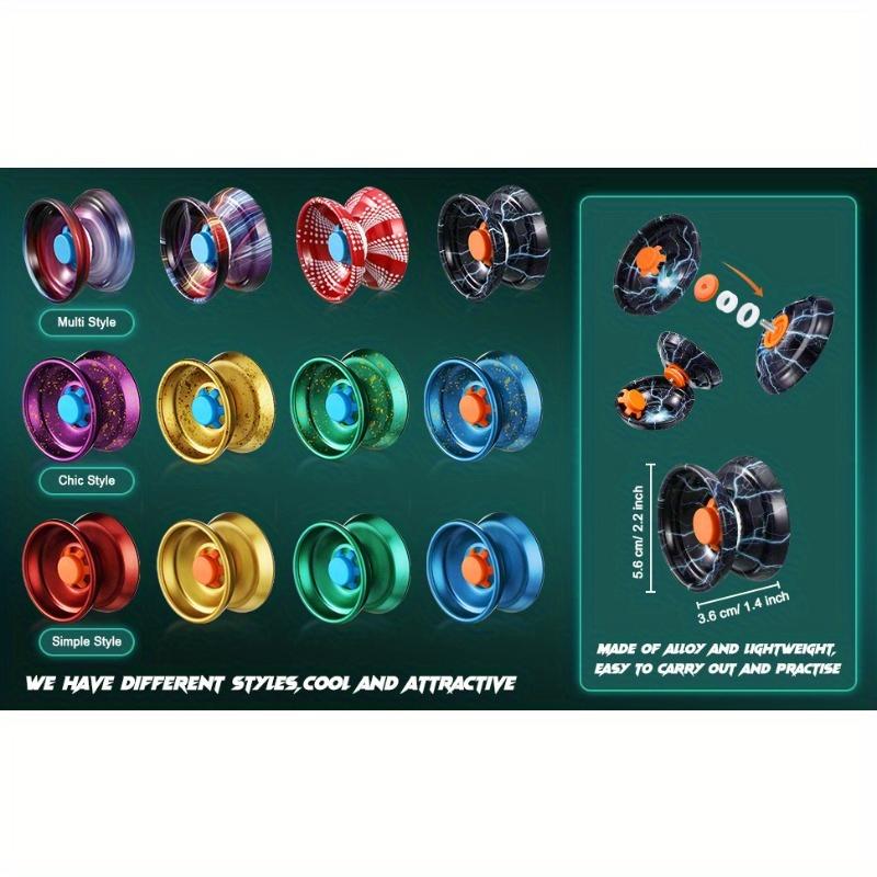 Auto-Rebound Yo-Yos Colorful Responsive for Beginners Boys & Adults Metal Shaft Automatic Rebound String Multiple Colors